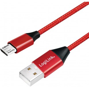 LogiLink Câble de Connexion USB 2.0 Type A vers Micro-USB Rouge 0,3 m