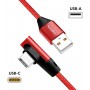 LogiLink Câble de Connexion USB 2.0 Type A vers USB (Type C) coudé à 90° Rouge 1 m