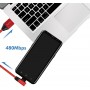 LogiLink Câble de Connexion USB 2.0 Type A vers USB (Type C) coudé à 90° Rouge 1 m