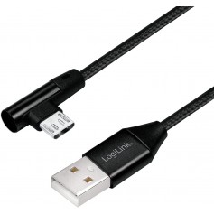 LogiLink Câble de raccordement USB 2.0 vers Micro-USB coudé à 90° Noir 1 m