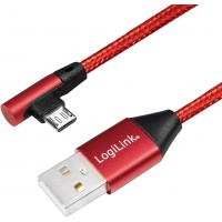 LogiLink Câble USB 2.0 Type A vers Micro-USB coudé à 90° Rouge 1 m