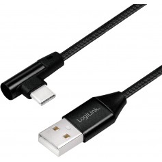 LogiLink Câble USB 2.0 type A vers USB (type C) coudé à 90° Noir 0,3 m