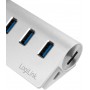 LogiLink CR0045 Hub USB 3.0 3 Ports avec Lecteur de Carte SD + Micro SD Boîtier en Aluminium pour Windows Mac OS Linux Argenté