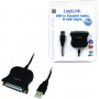 LogiLink UA0054A Adaptateur USB 2.0 vers Parallèle 1,50 m Noir