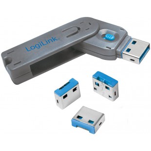 LogiLink USB Port bloqueur de Château 1x Schlüssel, 4X Schlösser Gris