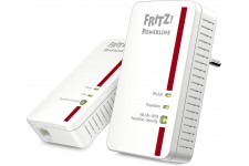 AVM Fritz ! Set avec 1240E Powerline WiFi Kit de 2 Adaptateurs Jusqu'à 200MBit/s Wireless 300MBit/s 2 Ports LAN Gigabit Plug and