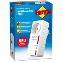 AVM Fritz! Adaptateur Powerline 1220E (1200 Mbit/s, 2 Gigabit-LAN, idéal pour Les Applications NAS et pour Le Streaming en HD)