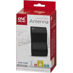Antenne Full HDTV intérieure amplifiée de One For All avec d'Excellente Performance pour DVB-T TNT Numérique et Analogique TV Si