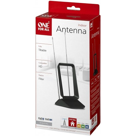 Antenne HDTV intérieure Non-Amplifiée de One For All avec d'Excellente Performance pour DVB-T TNT Numérique et Analogique TV Sig
