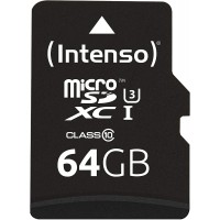 Intenso 3433490 Carte mémoire microSDHC Classe 10 64 Go + Adaptateur