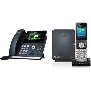 Yealink SIP-T46S Téléphone IP Noir & W60 Téléphone IP Forfait Noir