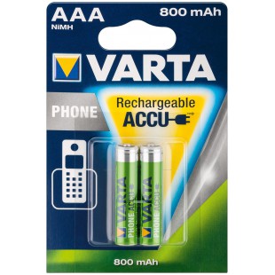 2 PILES RECHARGEABLES AAA (Micro)/HR03 (58398) - 800 mAh VARTA Idéal pour votre téléphone