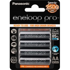 4 PILES RECHARGEABLES AA (Mignon)/HR6/BK-3HCCE - 2500 mAh PANASONIC ENELOOP PRO