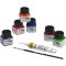 Javana 81800 Lot de 6 couleurs en verre de 20 ml, contour de 20 ml et pinceau, couleurs brillantes hautement pigmentees, pour so
