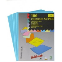 Paquet de 100 chemises Super carte 250 grammes 24x32 Bleu clair