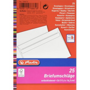 768614 Lot de 25 Enveloppes C6 Blanc