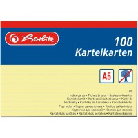 Fiches Bristol A5, ligne, Jaune, 100 Pieces