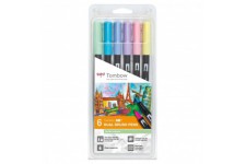 Tombow ABT-6P-2 Feutres pinceau a  2 pointes - Multicolore - Lot de 6