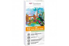 Tombow ABT-12P-2 Lot de 12 Feutres pinceau a  2 pointes, couleurs pastel