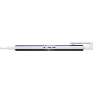 Tombow EH-KUR Stylo Gomme Mono zero, rechargeable, pointe ronde 2,3mm, bleu/blanc/noir