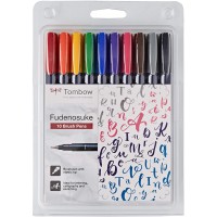 Tombow WS-BH-10P Kit de 10 Feutre brush Fudenosuke