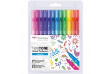 Tombow WS-PK-12P-3 Feutres a  deux pointes TwinTone, Couleur Rainbow