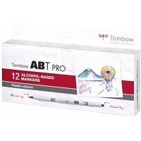Tombow ABTP-12P-2 Marqueur a  base d'alcool ABT PRO a  deux pointes, set de 12 pieces, Pastel Colors
