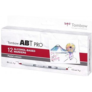 Tombow ABTP-12P-2 Marqueur a  base d'alcool ABT PRO a  deux pointes, set de 12 pieces, Pastel Colors
