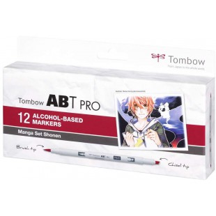 Tombow ABTP-12P-5 Marqueur a  base d'alcool ABT PRO a  deux pointes, set de 12 pieces, Manga