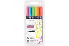 Tombow WS-BH-6P Set de 6 Feutre brush Fudenosuke "Couleurs Neon", Pointe Dure