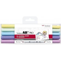 Tombow ABTP-5P-2 Marqueur a  base d'alcool ABT PRO a  deux pointes, set de 5 pieces, Pastel Colors