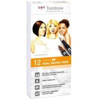 Tombow ABT-12P-4, Feutre ABT Dual Brush Pen avec deux pointes, Couleurs : portrait , 12pcs