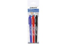 Tombow OS-TME-3P Marqueur permanent MONO twin Kit de 3 couleurs: noir, bleu, rouge
