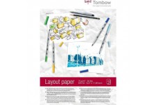 Tombow PB-LAYOUT Papier Layout A4, blanc, semi transparent, bloc de 75 pages