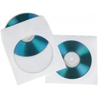 Pochettes de protection (en papier pour CD/DVD/Blu-Ray, lot de 100) Blanc/Transparent