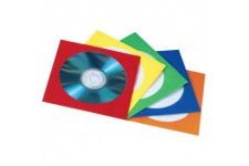Pochettes de protection (en papier pour CD/DVD/Blu-Ray, lot de 50) Bleu/Vert/Orange/Rouge/Jaune