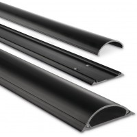 Chemin de cable (en PVC, semi-circulaire, 100 x 7 x 2,1 cm) Noir