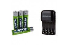 Batterie Rechargeable Accu Ready2Use AAA Ni-Mh (4-piece, 1000 mAh) & Amazon Basics Chargeur de Piles Ni-MH AA et AAA avec Port 