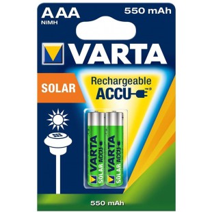  2 Piles "Rechargeable Accu Solar" NiMH 1,2V 550mAh Micro AAA/HR03