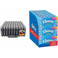 Power on Demand Lot de 100 Micro Piles AAA dans Un Emballage ecologique - Intelligent, Flexible et Puissant & Kleenex Family - M