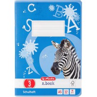 Cahier format A5, papier sans bois, quadrille, 80 g/m², 32 feuilles, blanc A5, Lineature 03