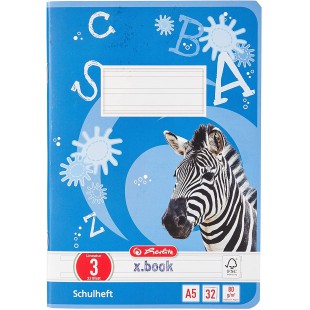 Cahier format A5, papier sans bois, quadrille, 80 g/m², 32 feuilles, blanc A5, Lineature 03
