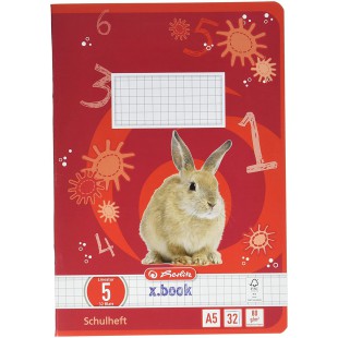 Cahier format A5, papier sans bois, quadrille, 80 g/m², 32 feuilles, blanc A5 Lineature 05