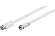câble de connexion SAT / antenne, blanc 5M bouchon F / prise coaxiale