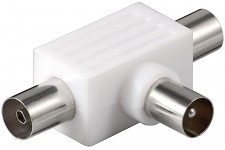 Lot de 10 - Adaptateur Coax T-Adapter (plastique): jack 2x Coaxial