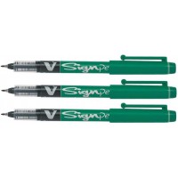 PILOT Lot de 3 Stylos feutre V Sign Pen Pte moyenne 0,6 mm Vert