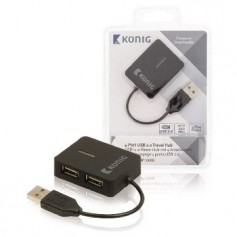 4-Port Hub USB USB 2.0 Voyager Noir