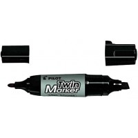 PILOT Lot de 6 Marqueurs permanent TWIN Marker Jumbo Pte Biseau et Pte Ogive Noir
