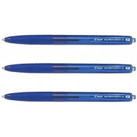 PILOT Lot de 3 Stylos a  bille retractable SUPER GRIP G, bleu