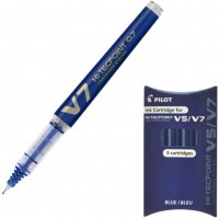 PILOT Rollers Rechargeable Hi-TechPoint V7 Begreen Pte Moyenne Encre liquide Bleu